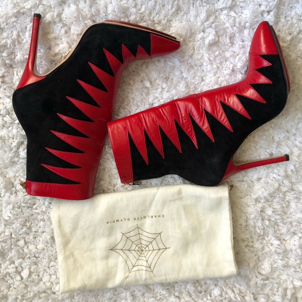 Charlotte Olympia Hazel leather and suede boots